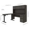 Bestar Prestige + Height Adjustable L-Desk with Hutch, Bark Gray/Slate 99886-000047 - alternate 2
